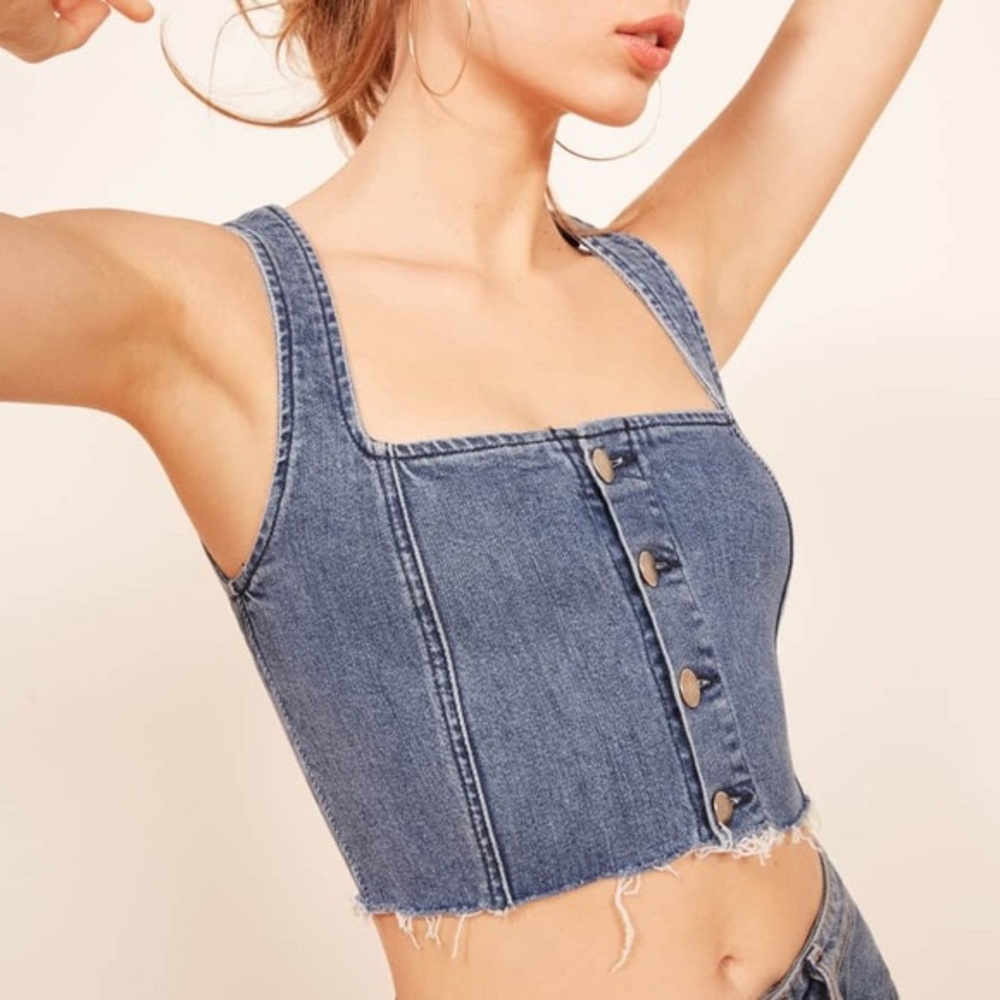 Reformation Denim Crop Top Size 2